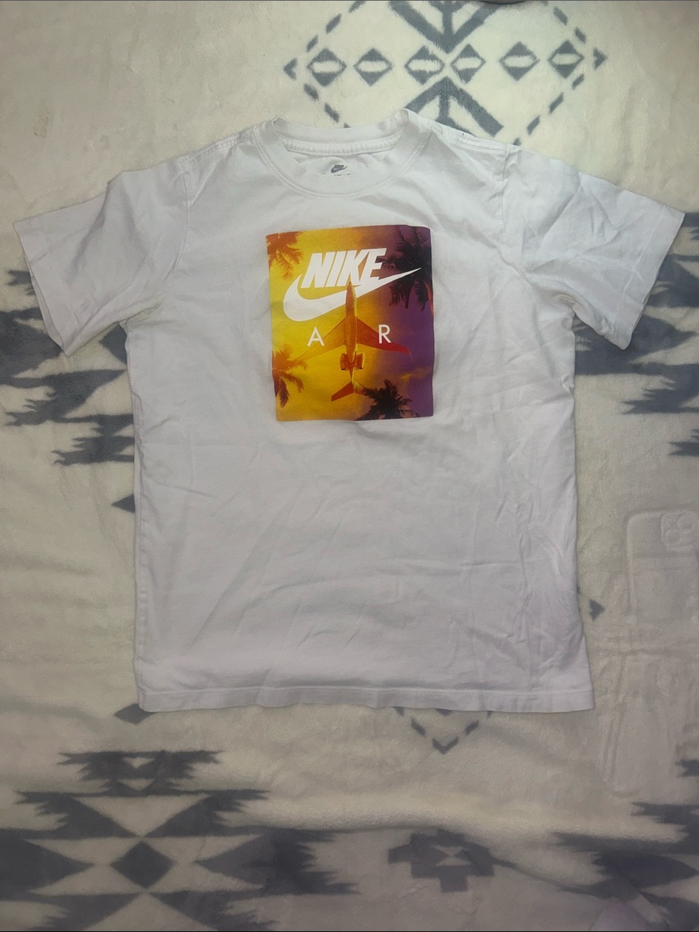 Nike White Tee with Sunset Square Graphic